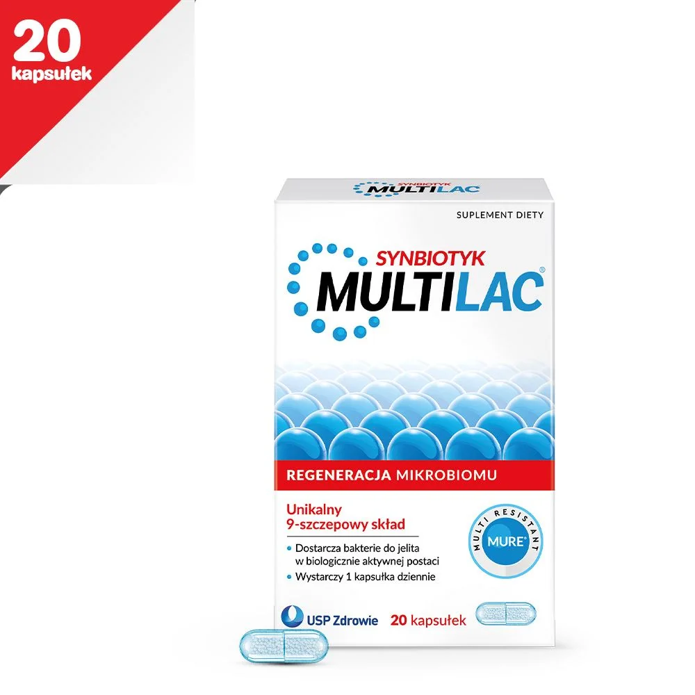 Multilac, synbiotyk, 20 kapsułek Data ważności: 31.10.2026