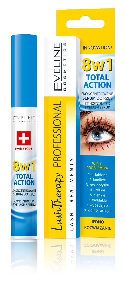 Eveline Cosmetics LASH THERAPY, Total Action skoncentrowane serum do rzęs 8w1, 10 ml