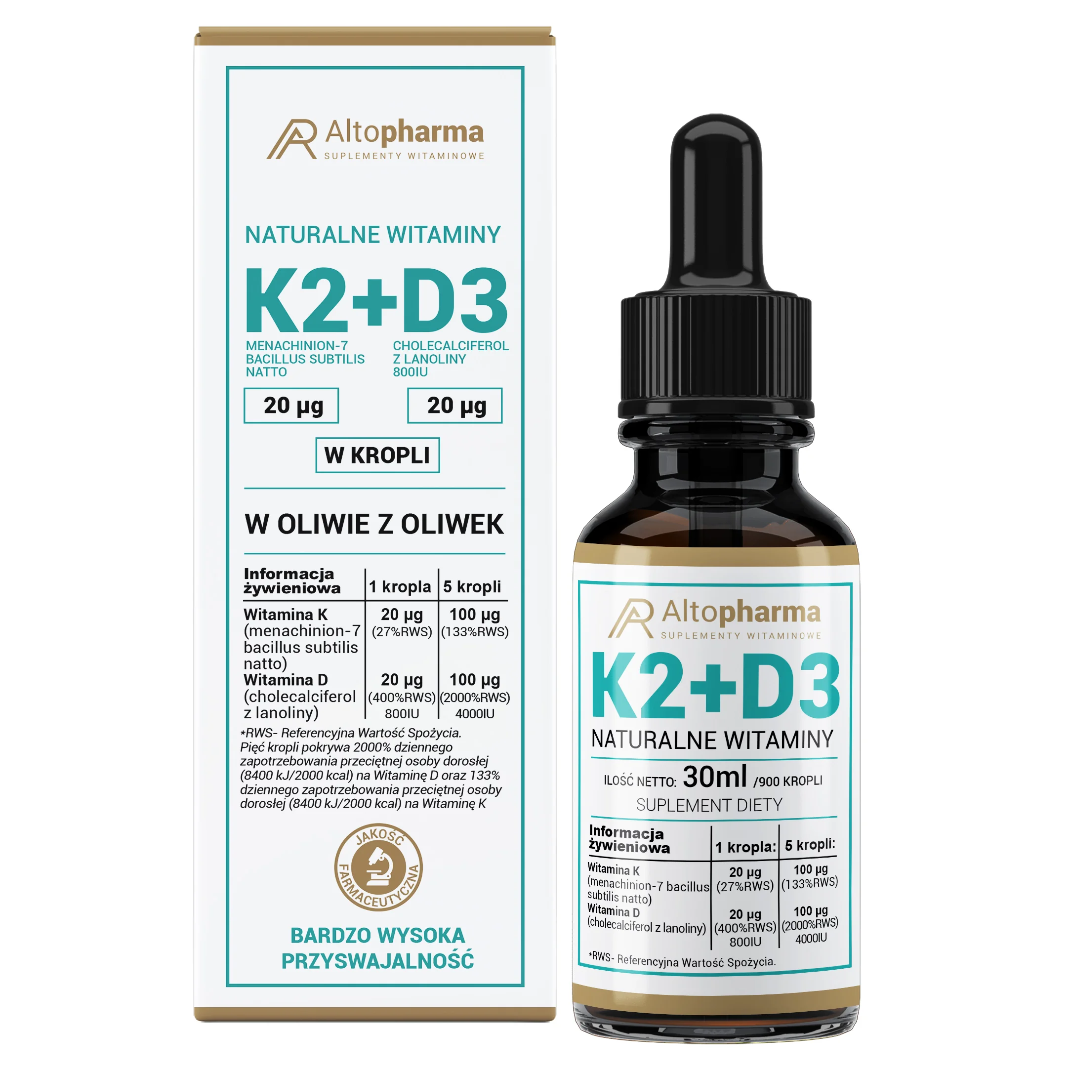 Altopharma K2 + D3 krople, 30 ml