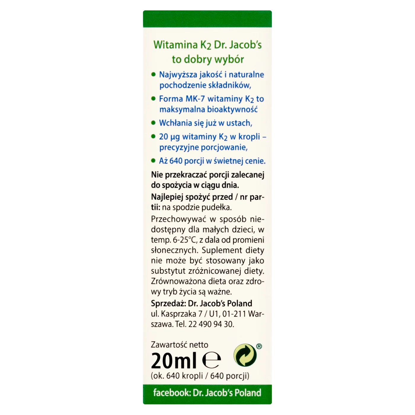 Dr. Jacob's K2 MK-7 krople, 20 ml