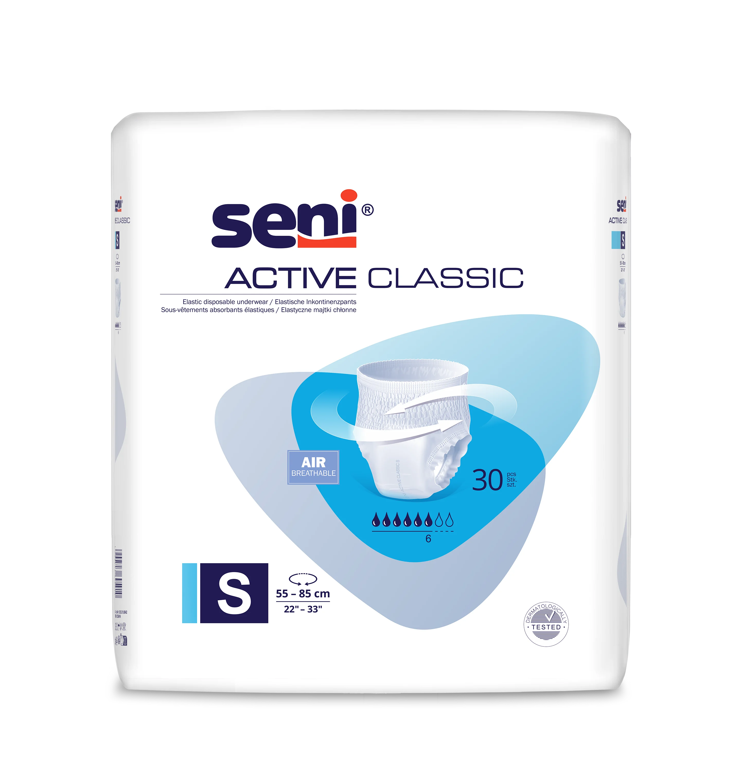 Seni Active Classic elastyczne majtki chłonne, rozmiar S, 55-85 cm, 30 szt.