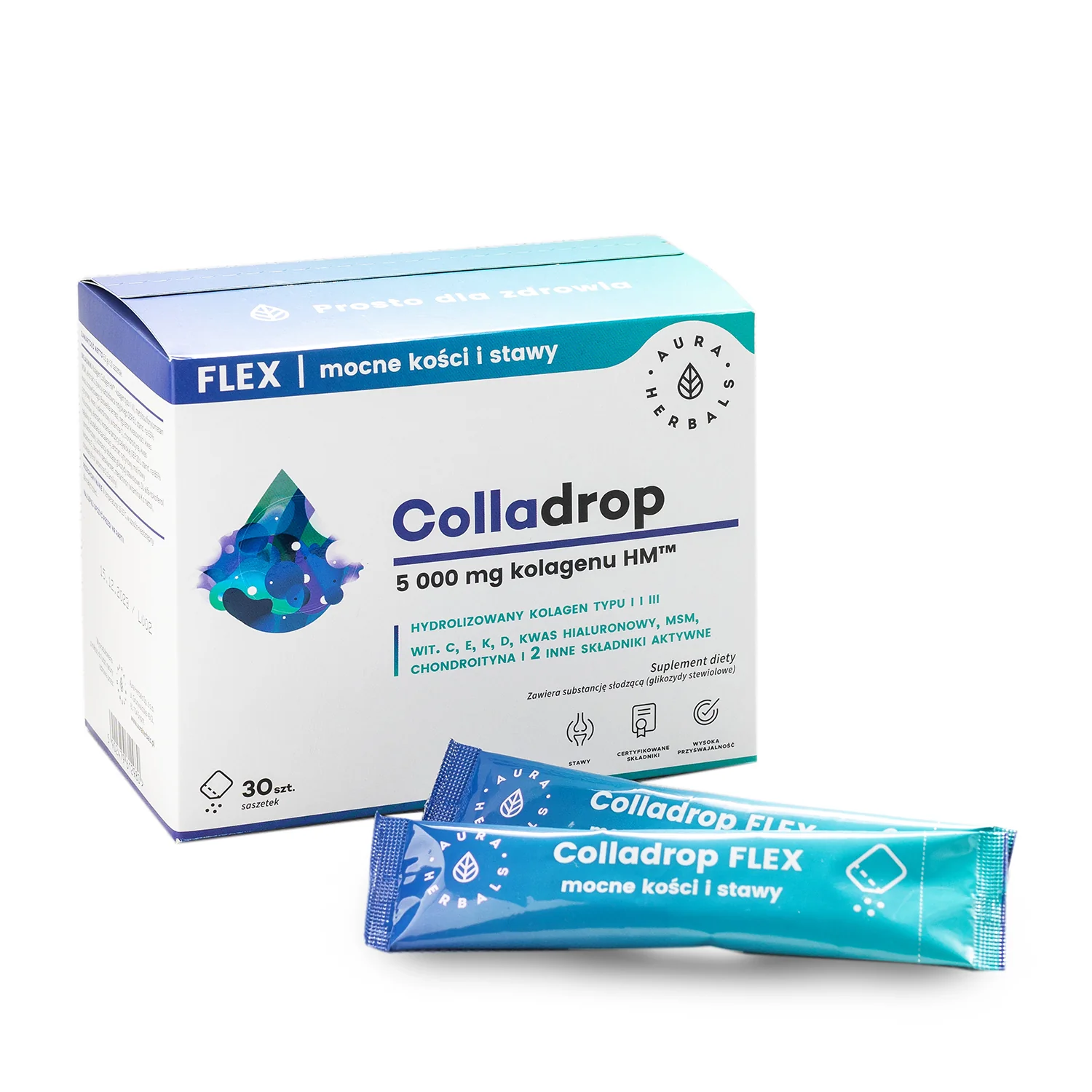 Aura Herbals Colladrop Flex Kolagen morski 5000 mg 30 saszetek