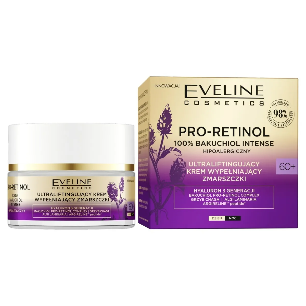 Eveline Cosmetics Organic bioBakuchiol ultraliftingujący krem przeciwzmarszczkowy 60+, 50 ml