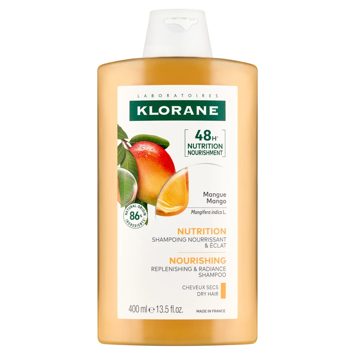 Klorane szampon odżywczy i rozświetlający z mango, 400 ml