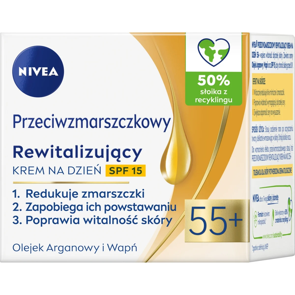 Nivea Przeciwzmarszczkowy + Rewitalizujący krem na dzień SPF 15 55+, 50 ml