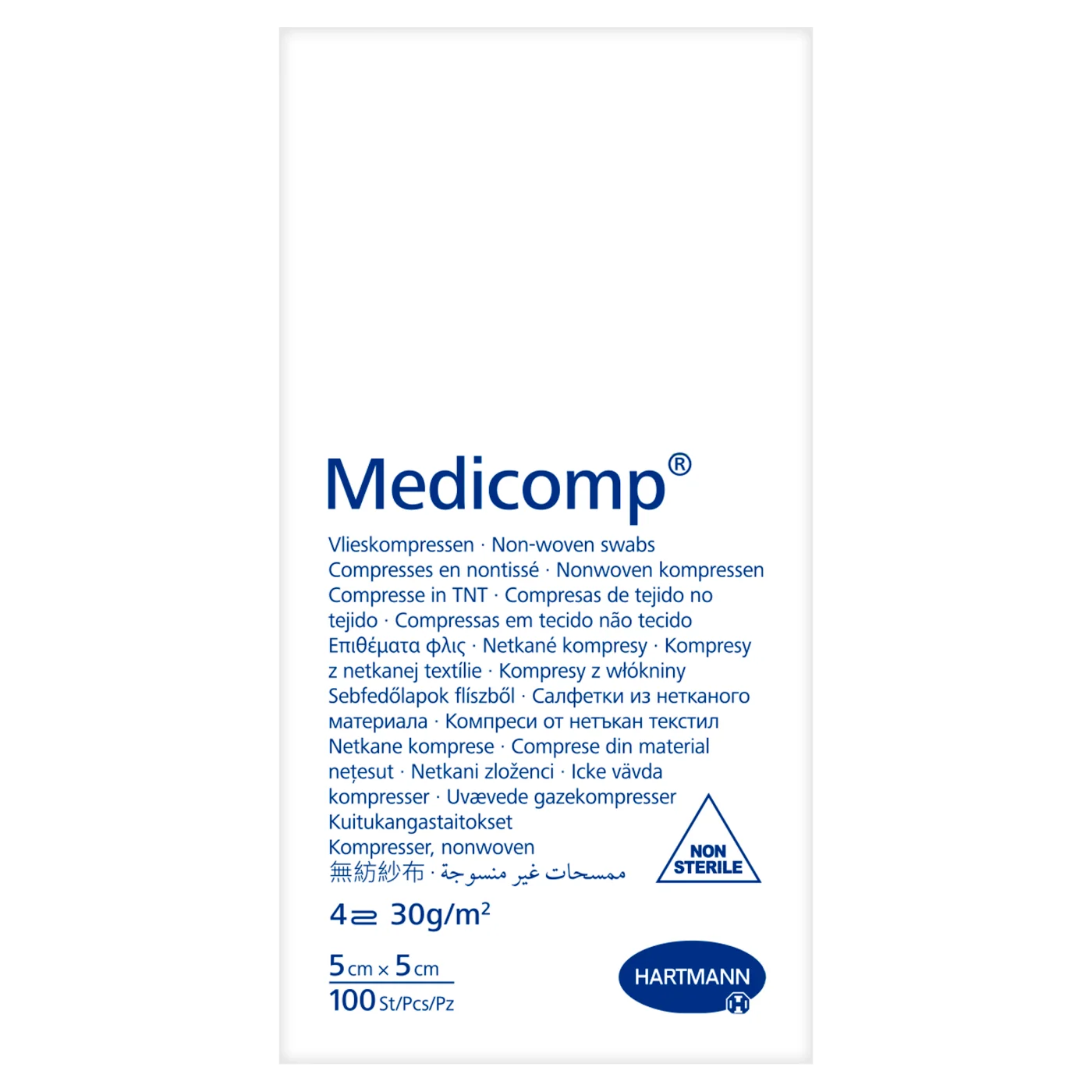 Medicomp kompresy z włókniny niejałowe 5 x 5 cm 4-warstwowe, 100 szt.