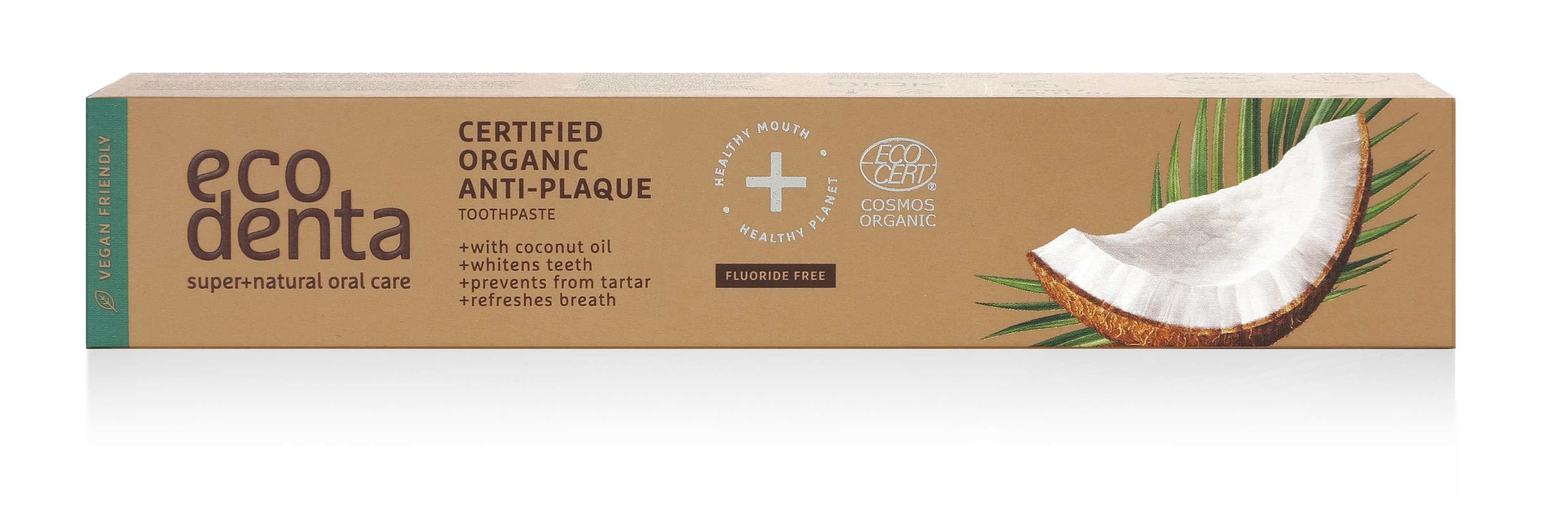 Ecodenta Certyfikowana Cosmos Organic organiczna pasta do zębów przeciw płytce nazębnej z olejem kokosowym, 75 ml