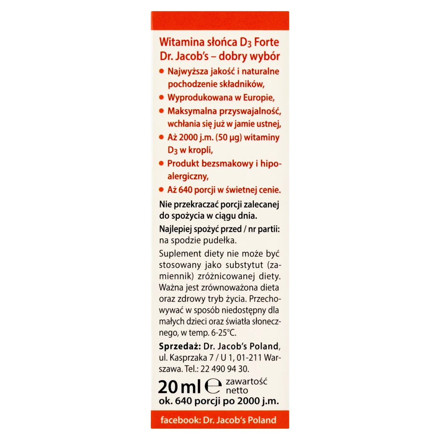 Dr. Jacob's Witamina D3 Forte krople doustne, 20 ml