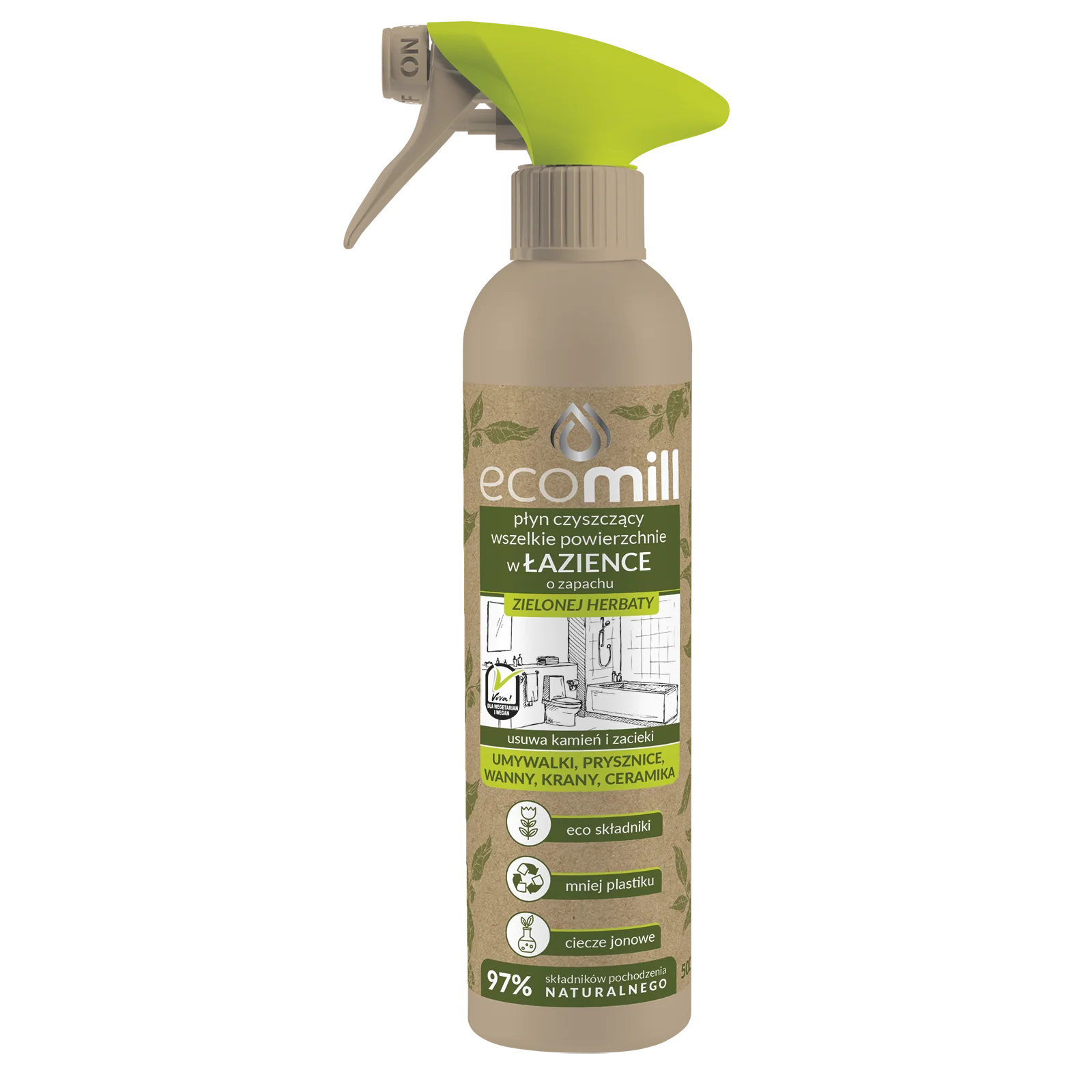 ECOMILL płyn do czyszczenia łazienki o zapachu zielonej herbaty, 500 ml