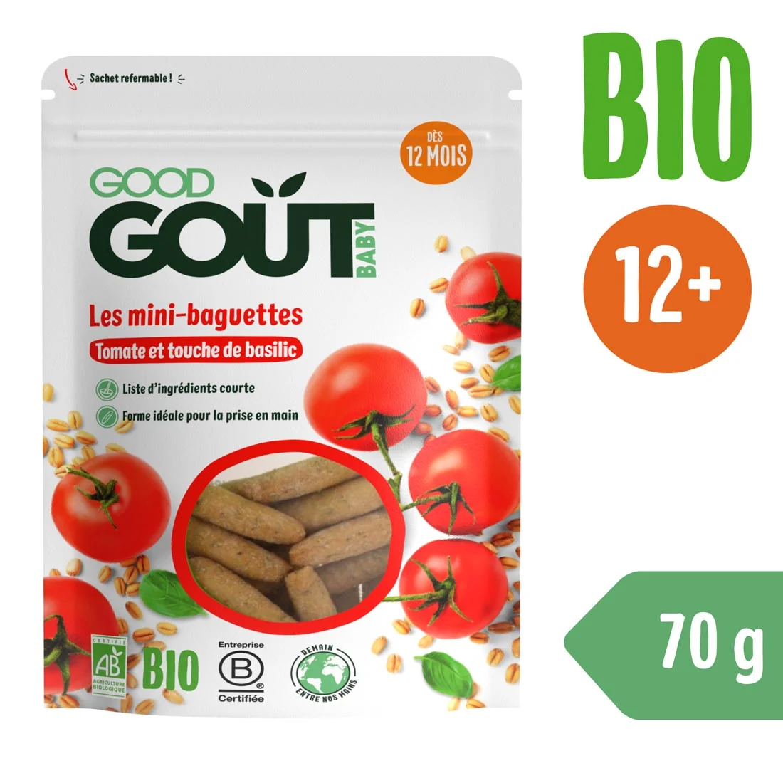 Good Gout BIO mini bagietki z pomidoram, 70 g