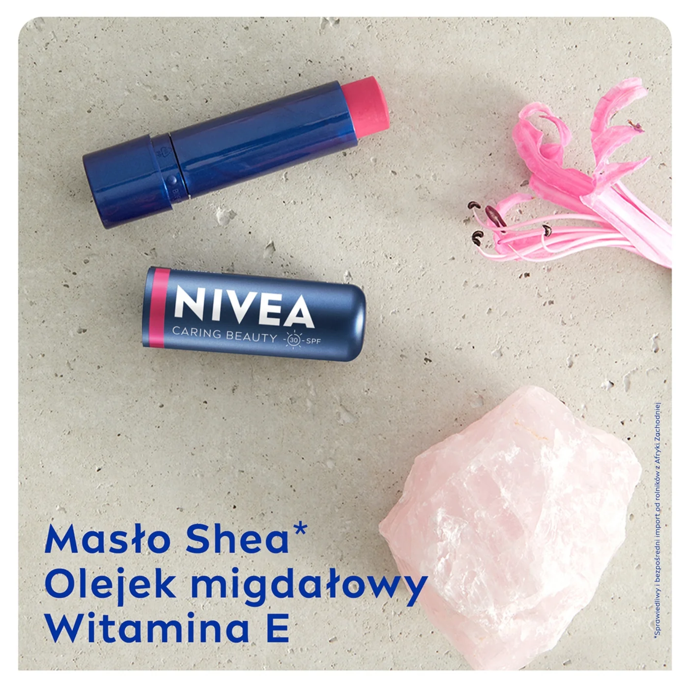 Nivea Caring Beauty 3w1 pomadka pielęgnująca Pink, 4,8 g