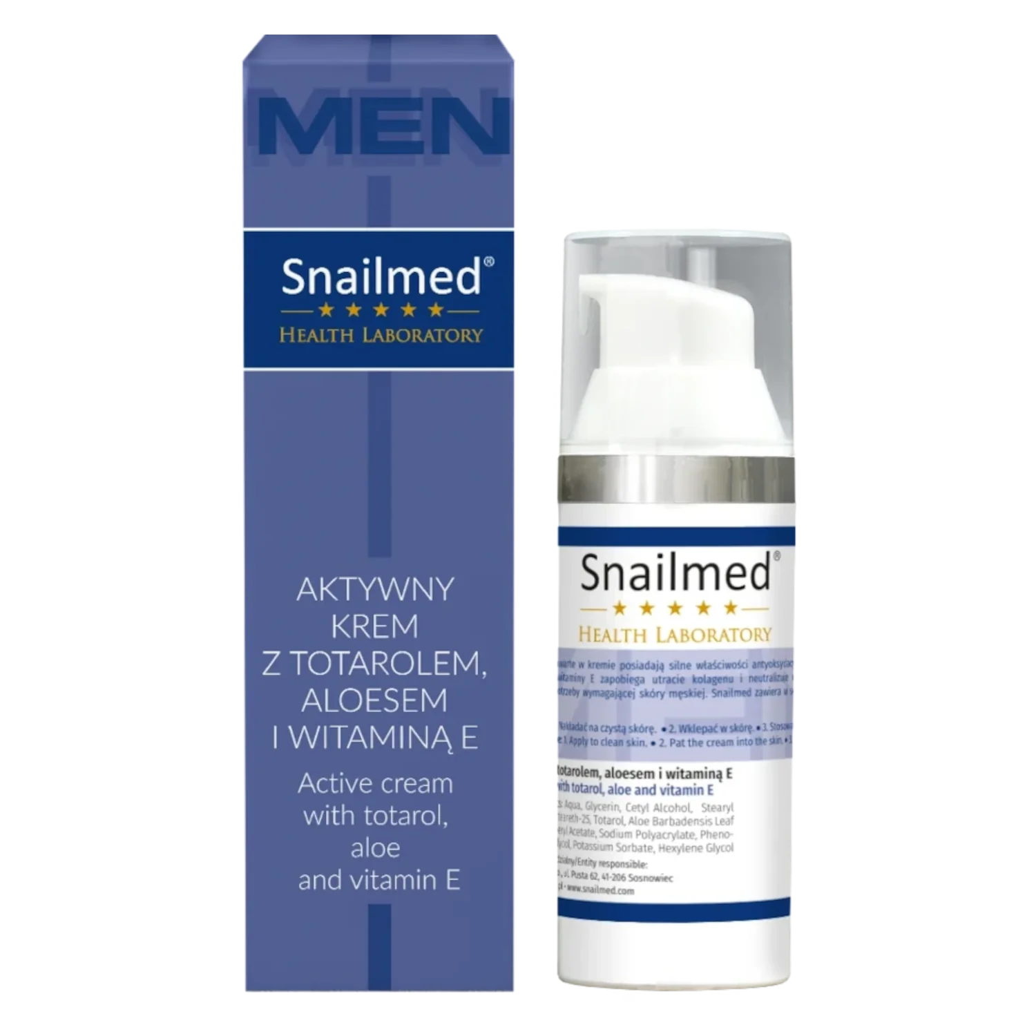 Snailmed Men aktywny krem z Totarolem, aloesem i witaminą E, 30 ml