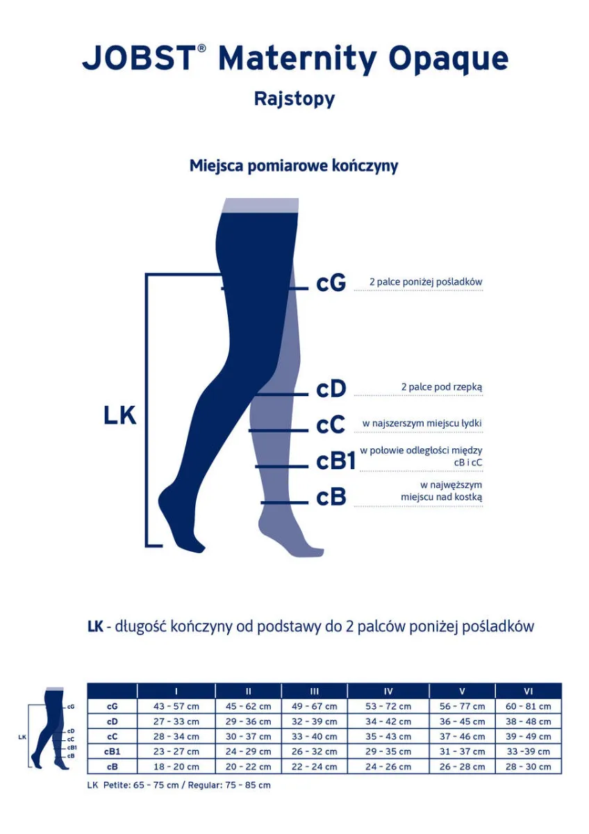 Jobst Maternity Opaque, rajstopy CCL1, kolor czarny, rozmiar VI, zamknięte palce, 1 para 