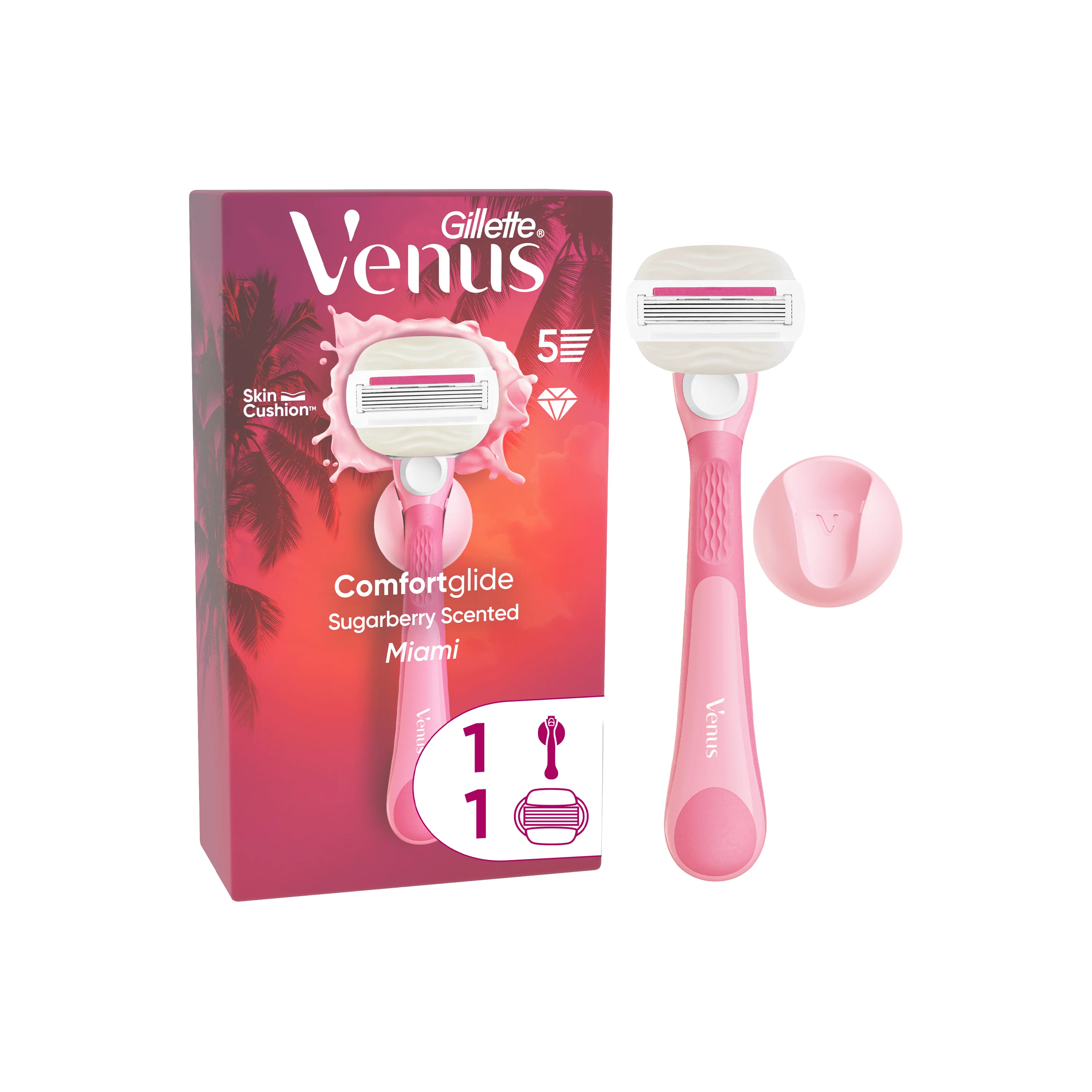Gillette Venus Comfortglide Miami Sugarberry maszynka do golenia z wymienną głowicą, 1 sztuka