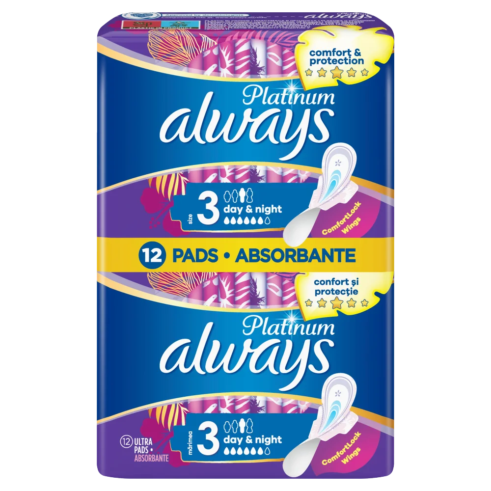 Always Ultra Platinum Night Duo podpaski ze skrzydełkami na noc, 12 szt.