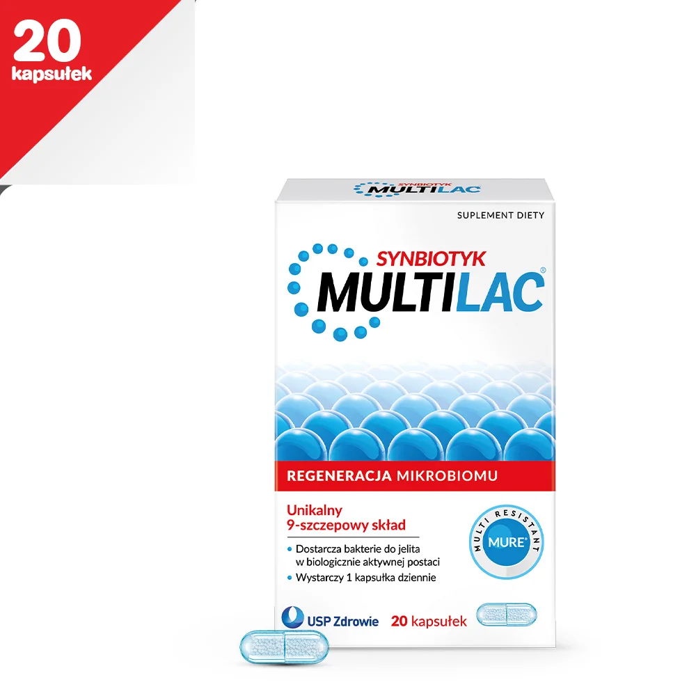 Multilac, synbiotyk, 20 kapsułek