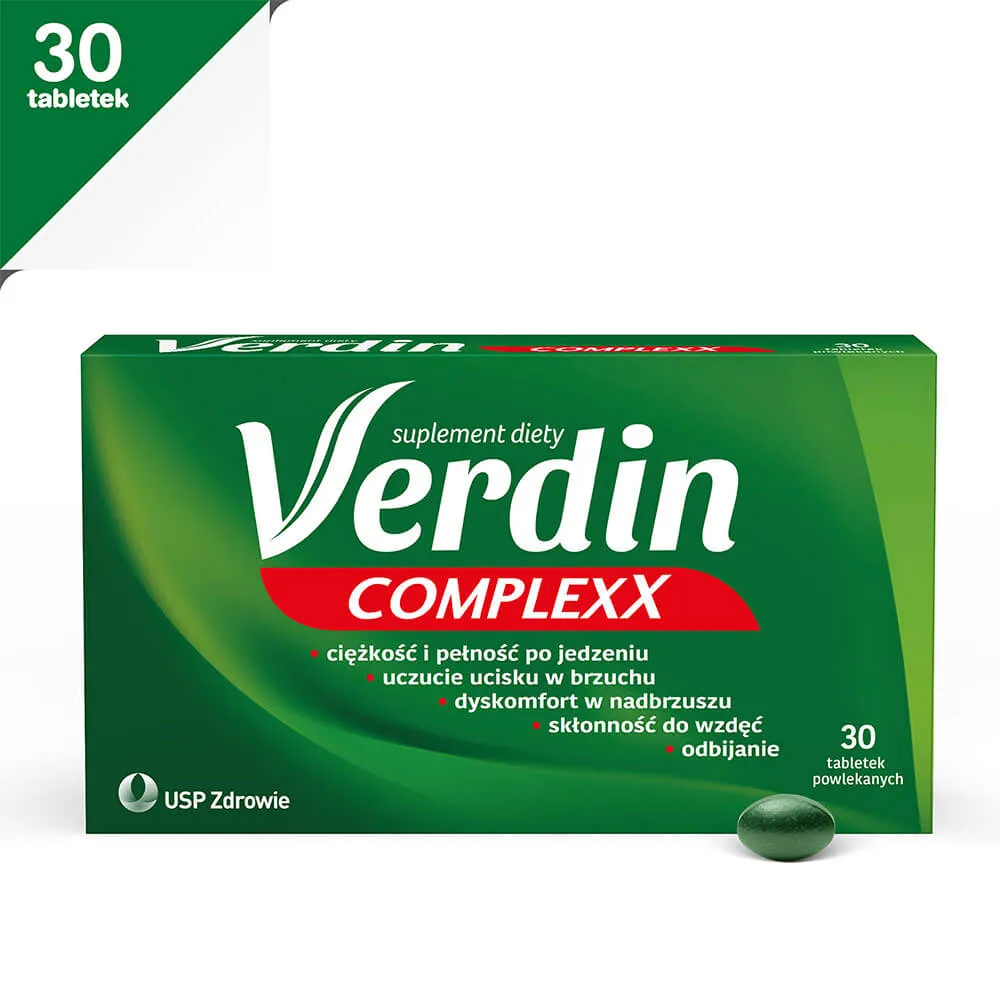 Verdin complexx suplement diety, kompleksowa pomoc układu trawiennego, 30 tabletek powlekanych