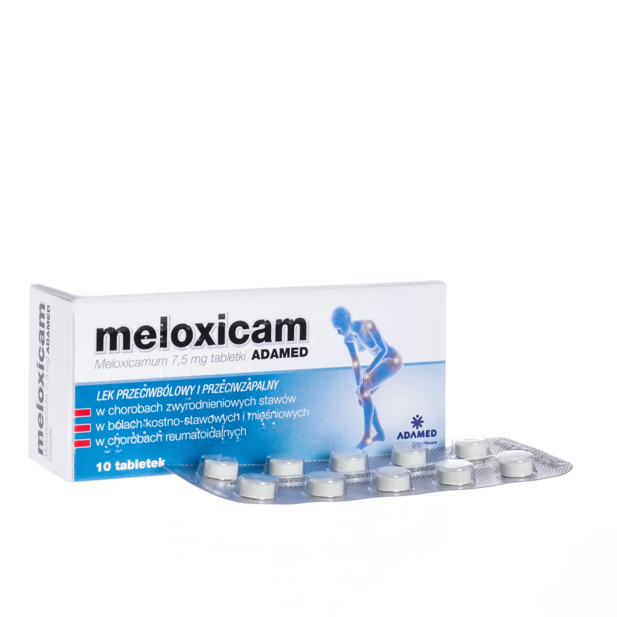 Meloxicam Adamed, 7,5 mg, lek przeciwbólowy i przeciwzapalny, 10 tabletek