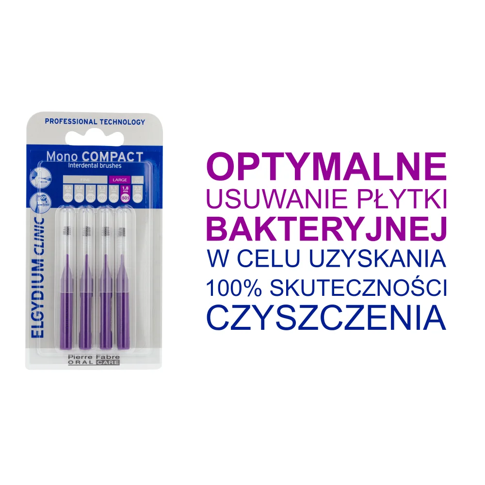 Elgydium Clinic Mono Compact 5 szczoteczki międzyzębowe purpurowe, 4 szt.