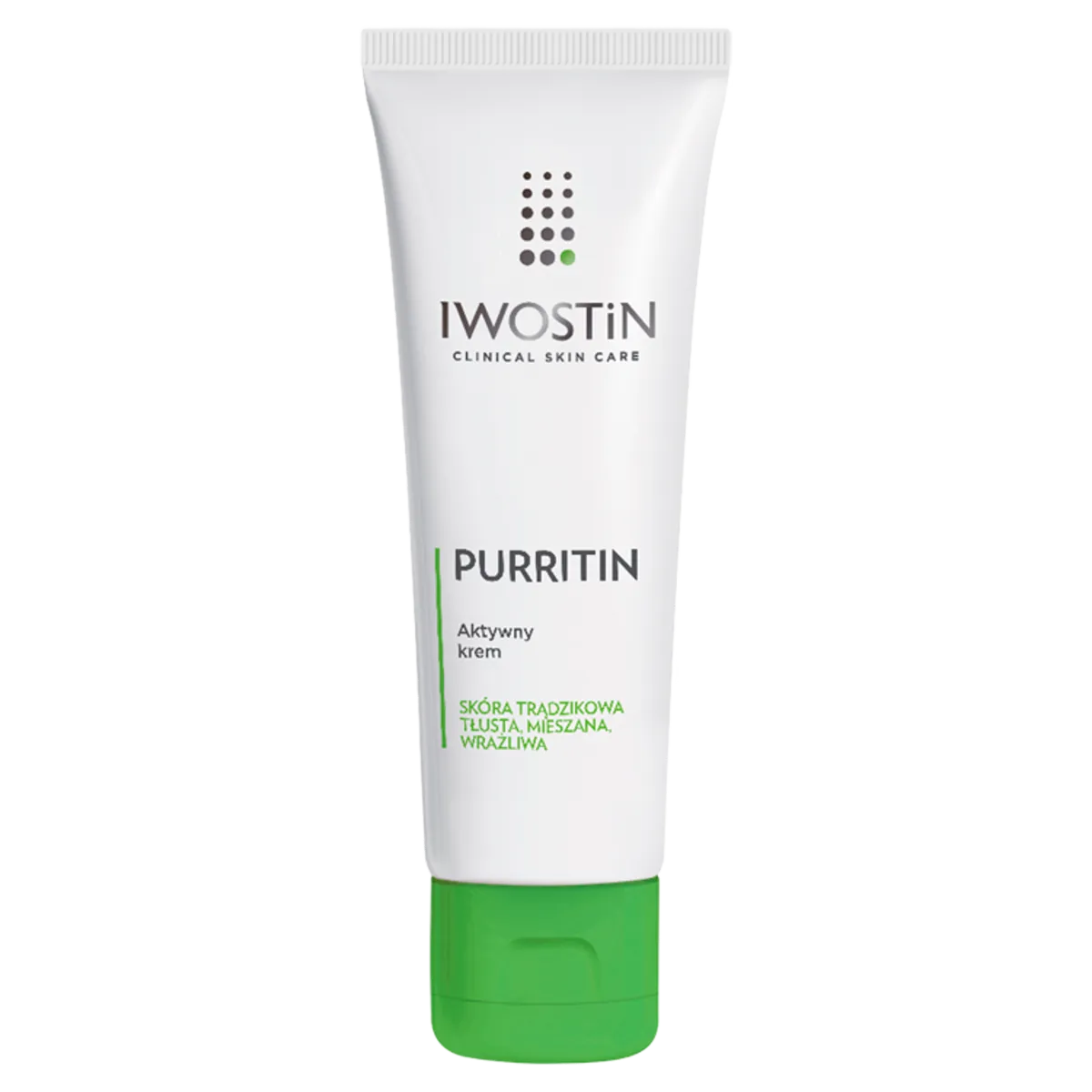 Iwostin Purritin - aktywny krem eliminujący niedoskonałości dla skóry tłustej i skłonnej do zmian trądzikowych, na dzień, 40 ml 