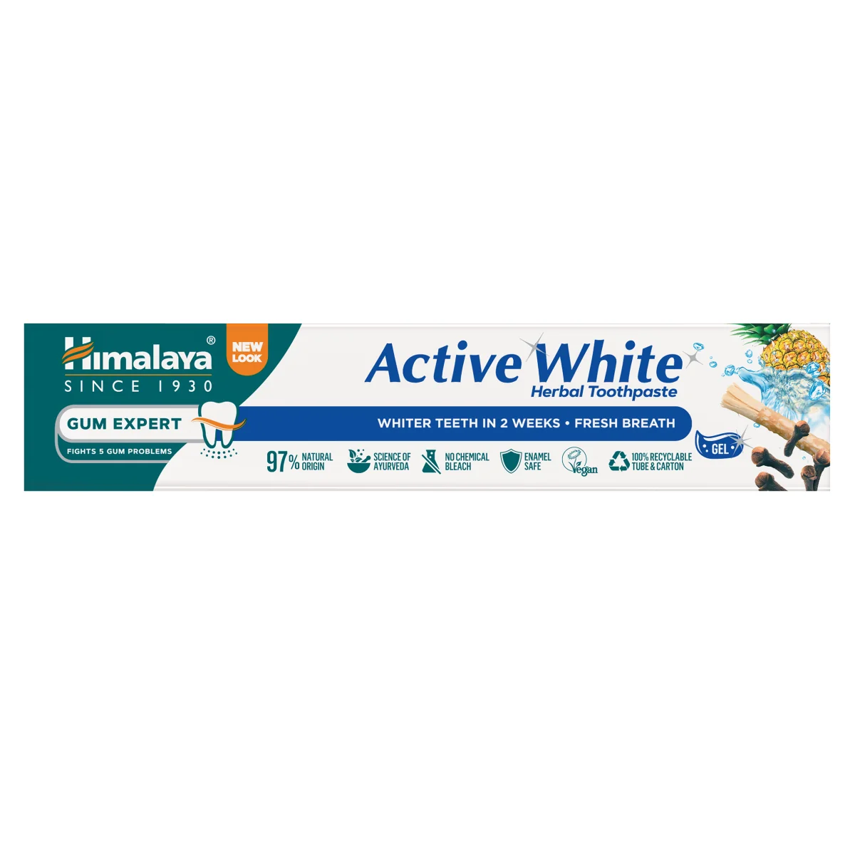 Himalaya Active White ziołowa pasta do zębów w żelu, wybielająca, 75 ml