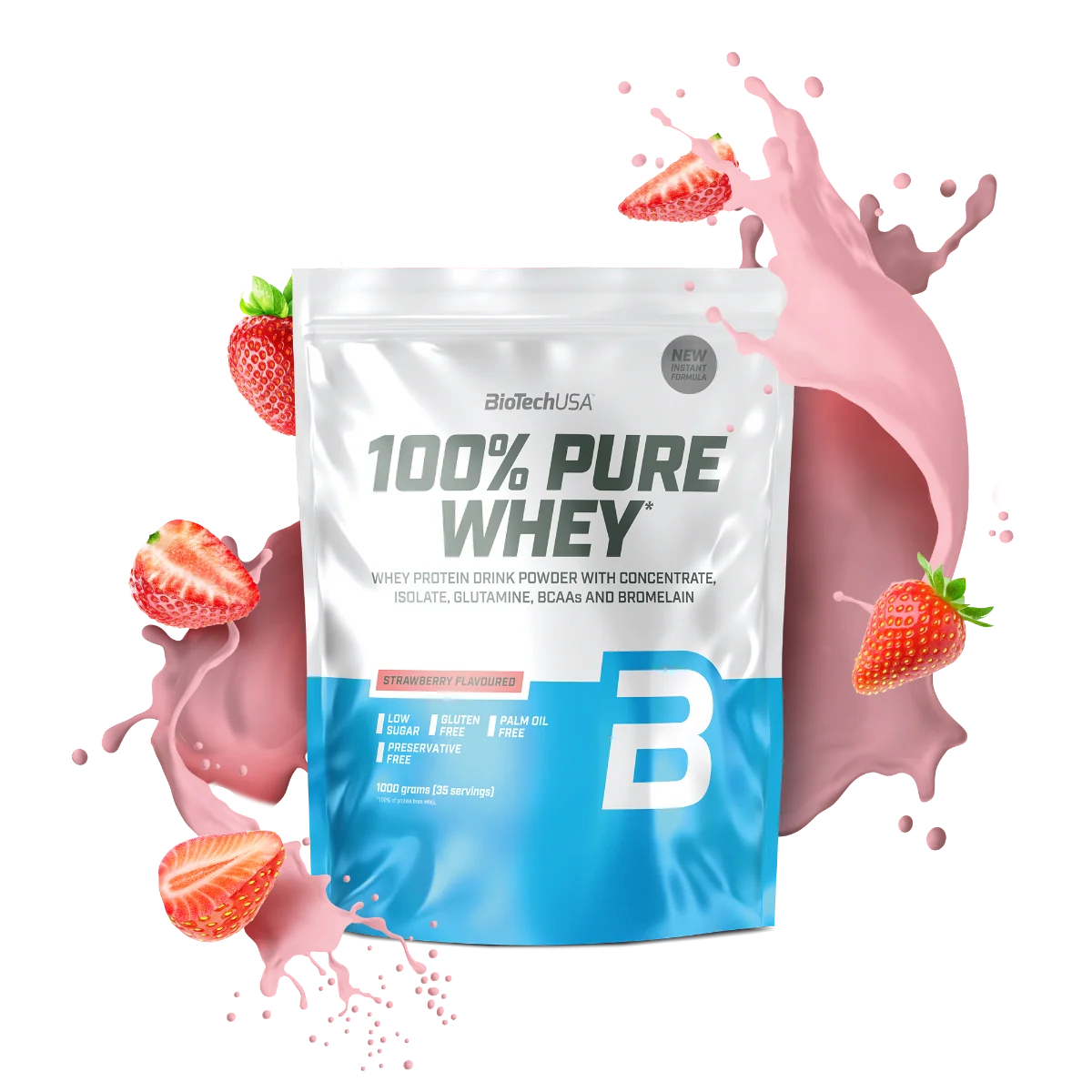 BioTechUSA 100% Pure Whey o smaku truskawki, proszek, 1000 g