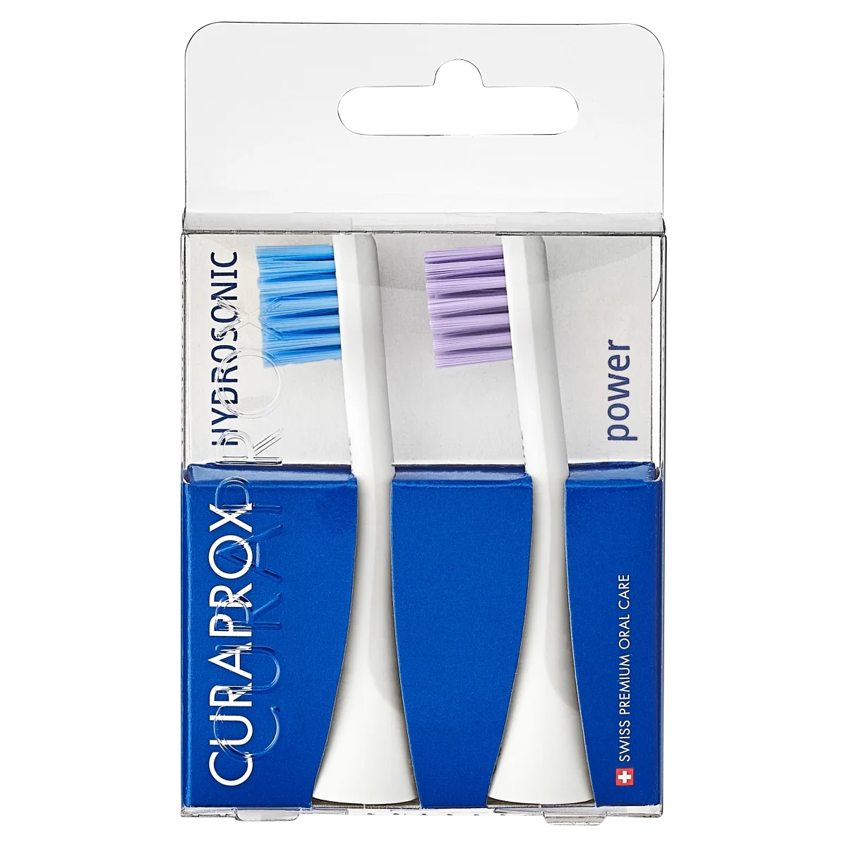Curaprox Hydrosonic Pro końcówki power do szczoteczki sonicznej niebieska i fioletowa, 2 sztuki