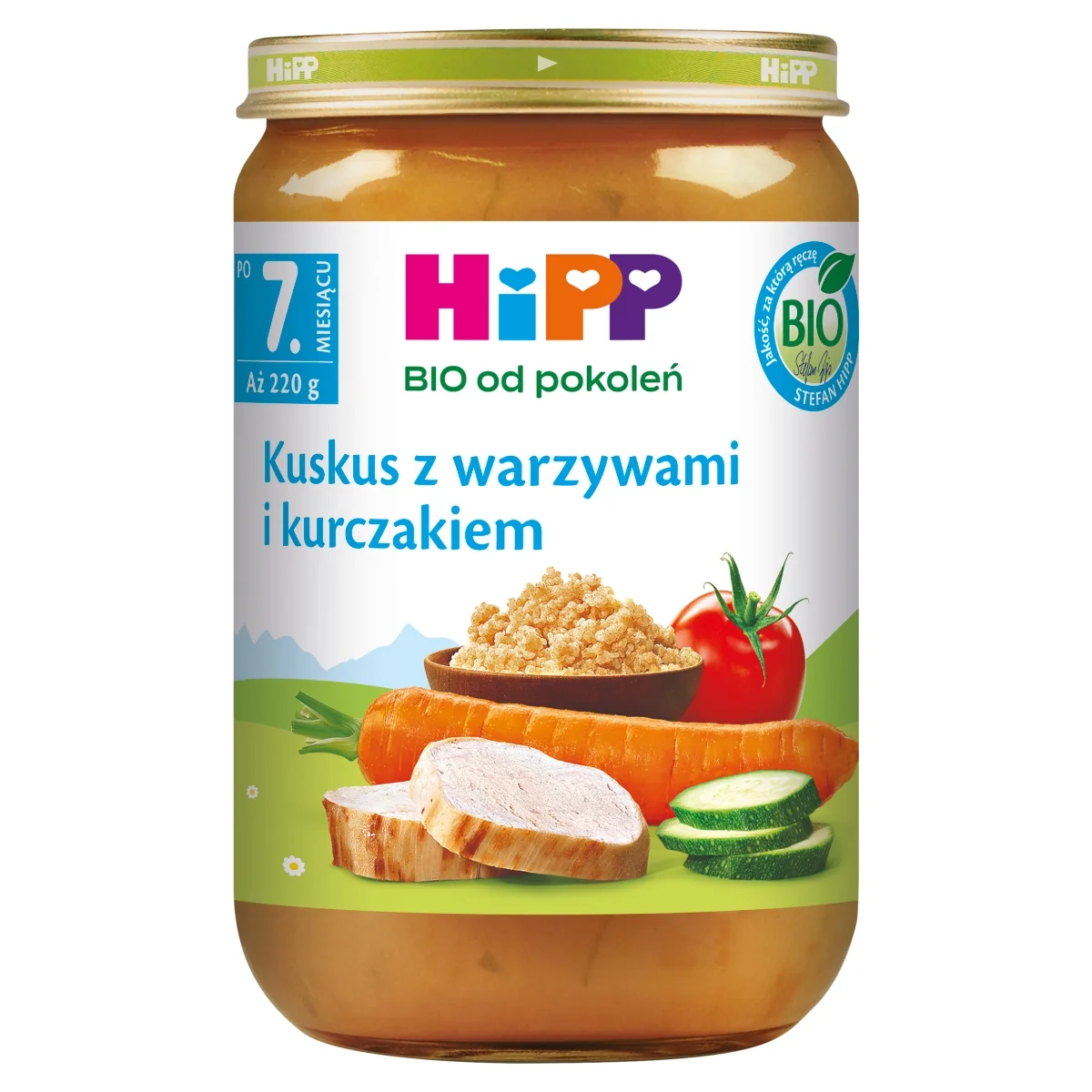 HiPP BIO od pokoleń obiadek kuskus z warzywami i kurczakiem, 220 g