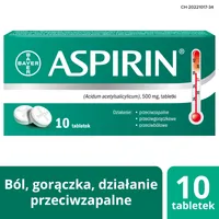 Aspirin, 500 mg, 10 tabletek