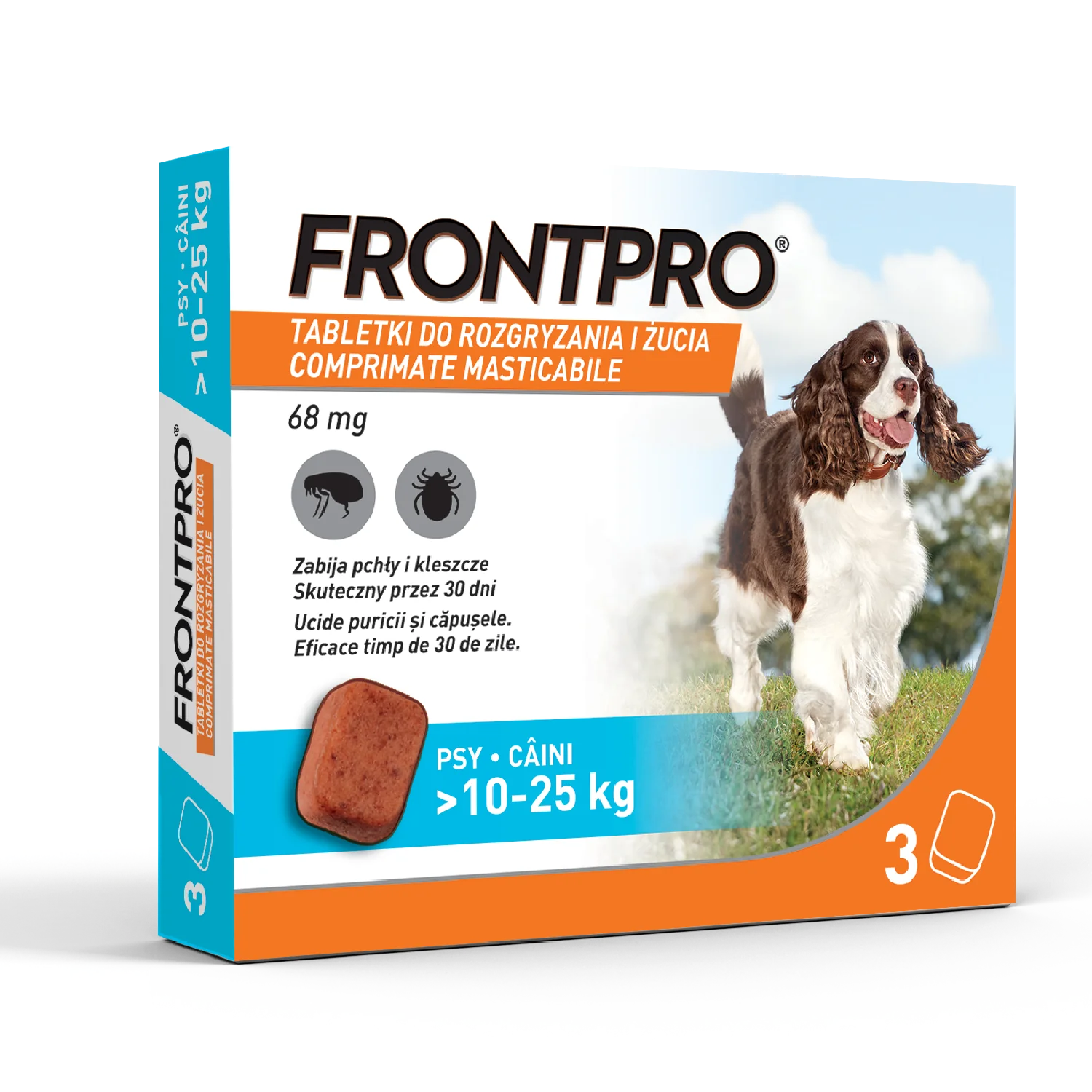 Frontpro 68 mg tabletki do rozgryzania i żucia dla psów (>10,0-25,0 kg), 3 sztuki
