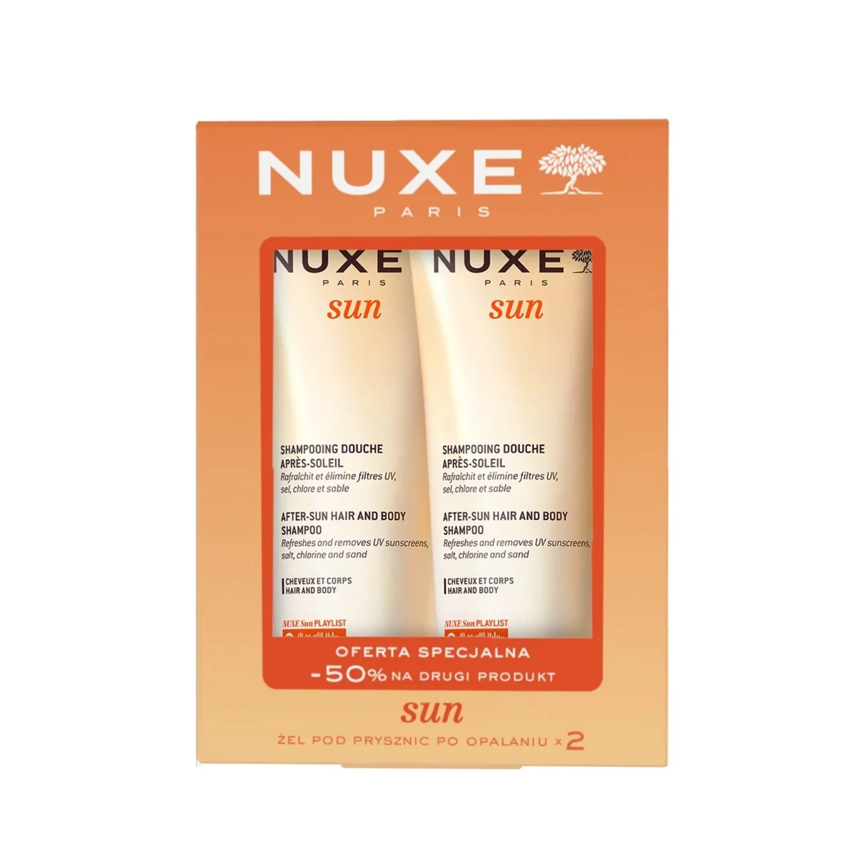 Nuxe Sun Zestaw żel pod prysznic po opalaniu do ciała i włosów, 2 x 200 ml