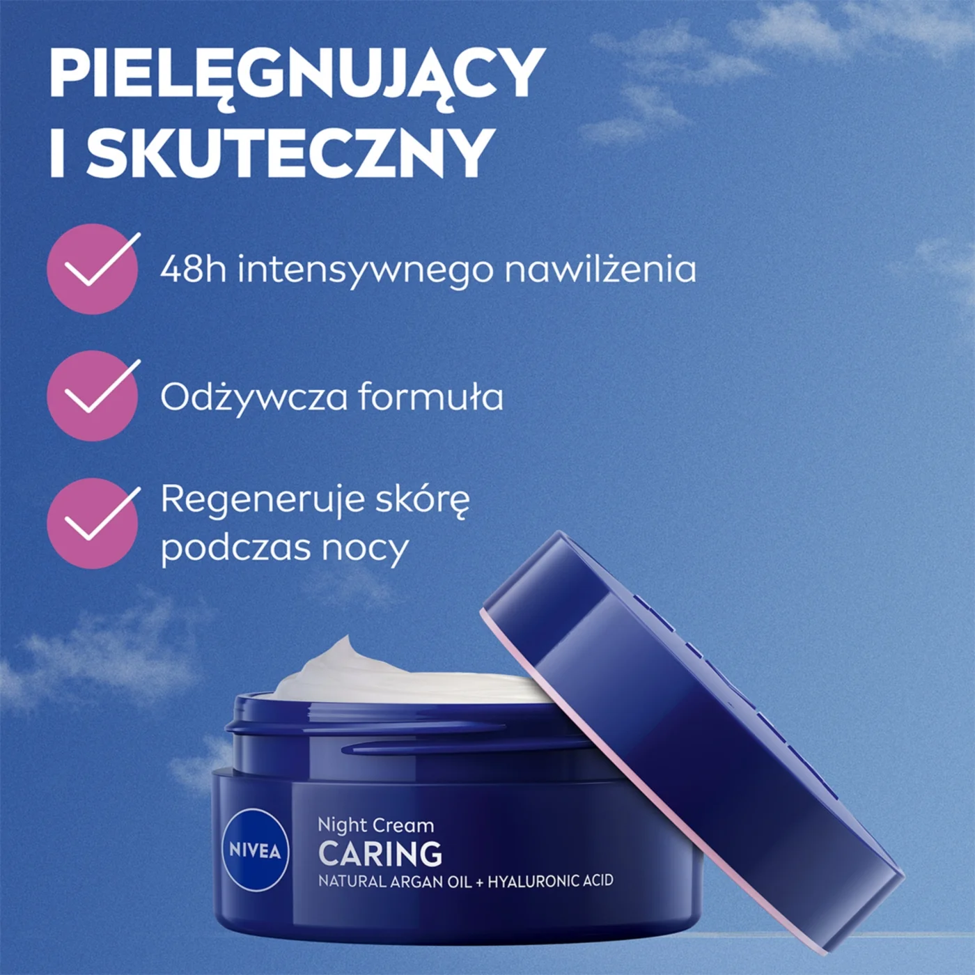 Nivea Night Cream Caring krem na noc dla cery suchej, 50 ml