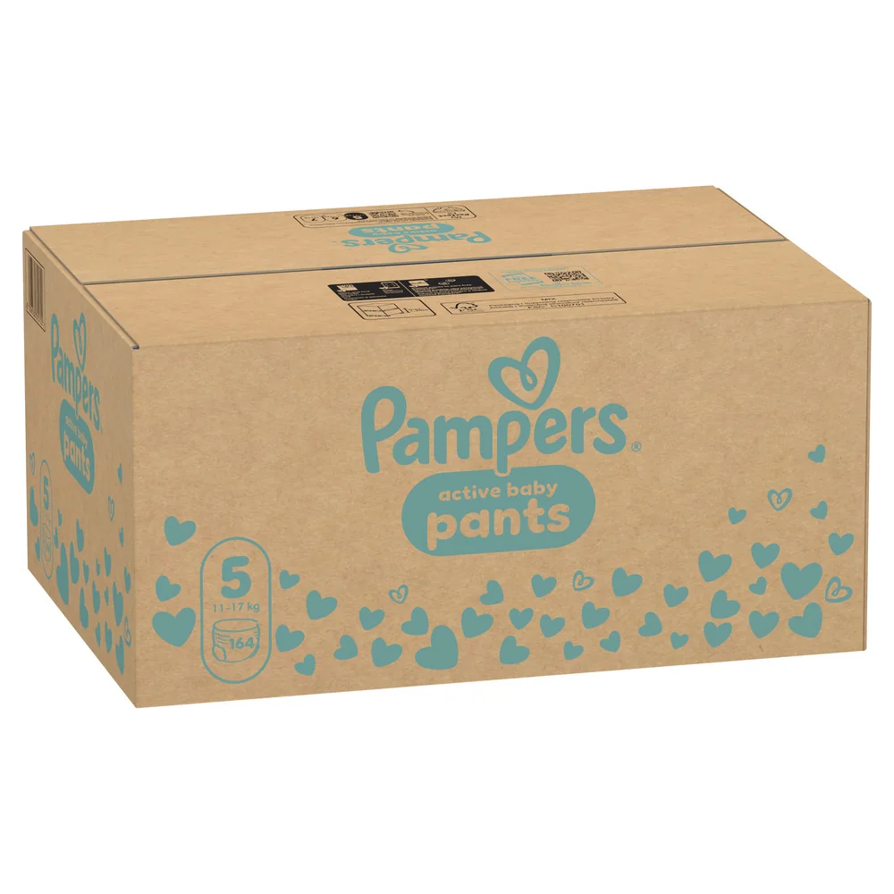 Pampers Active Baby Pants 5 pieluchomajtki, rozmiar 5, 11-17 kg, 164 sztuki