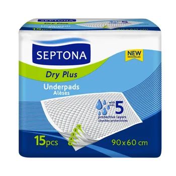 Septona Dry Plus, podkłady higieniczne 90 x 60cm, 15 sztuk 