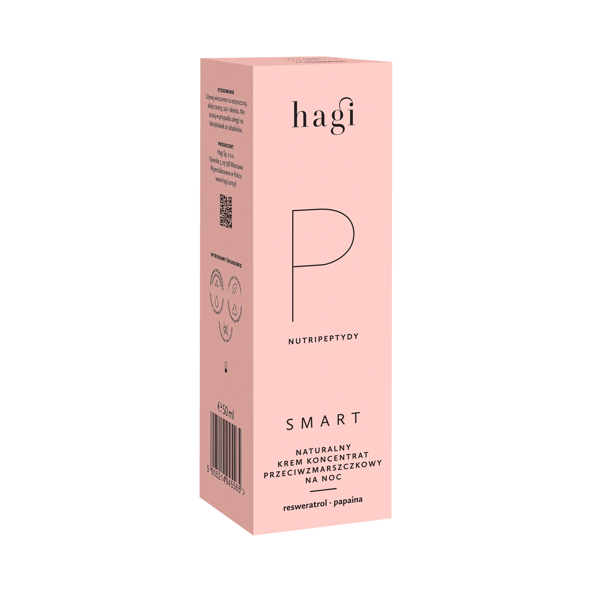 Hagi Smart P naturalny krem przeciwzmarszczkowy na noc z nutripeptydami, 50 ml