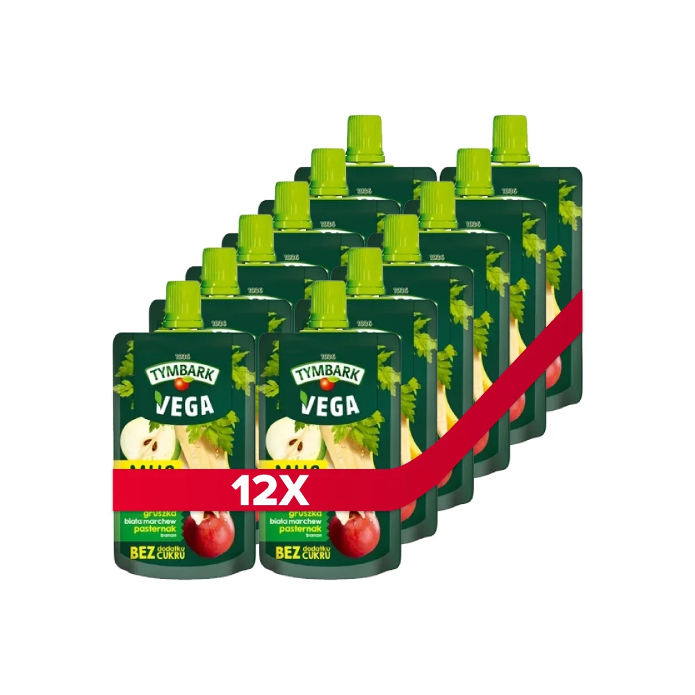 Tymbark Mus Warzywa Owoce mus gruszka, biała marchew i pasternak, 12 x 100 g