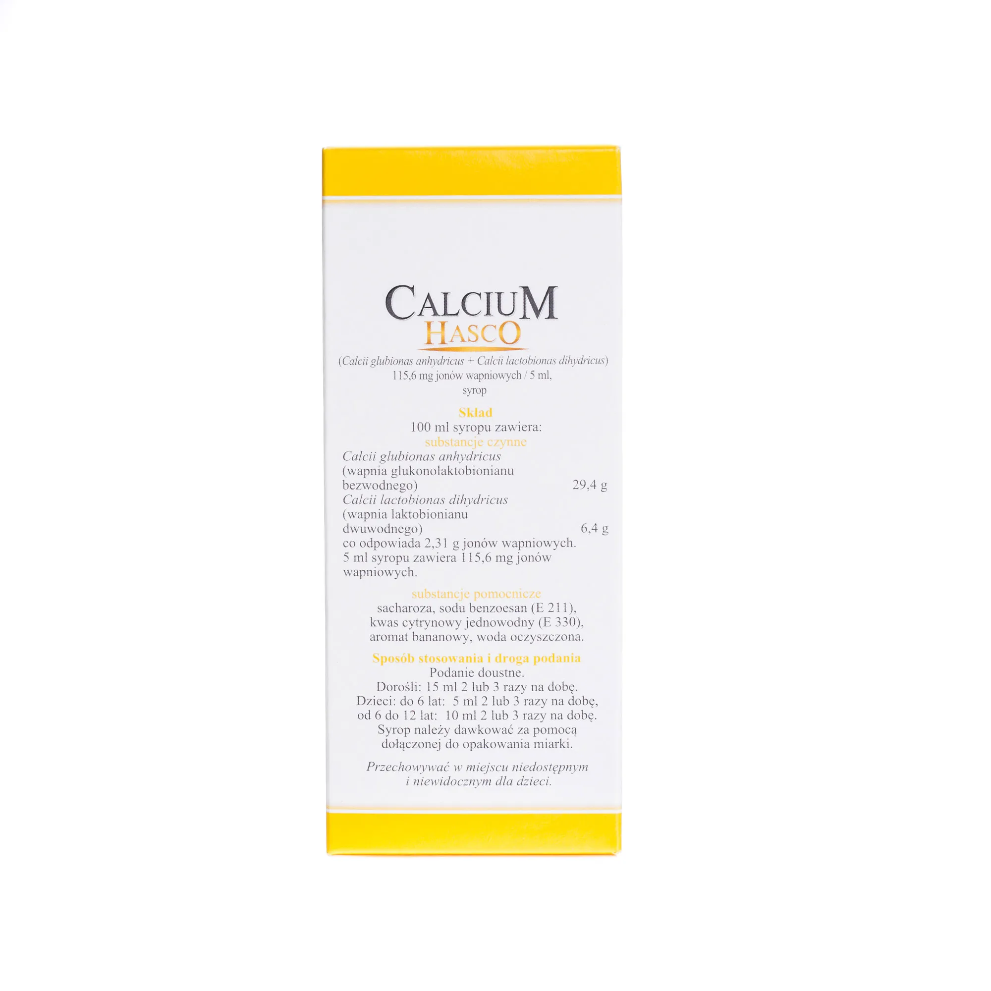 Calcium Hasco 115,6 mg jonów wapnia/ 5 ml, syrop o smaku bananowym, 150 ml 