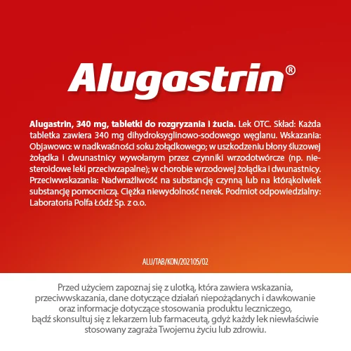 Alugastrin 340 mg 20 tabletek o smaku miętowym