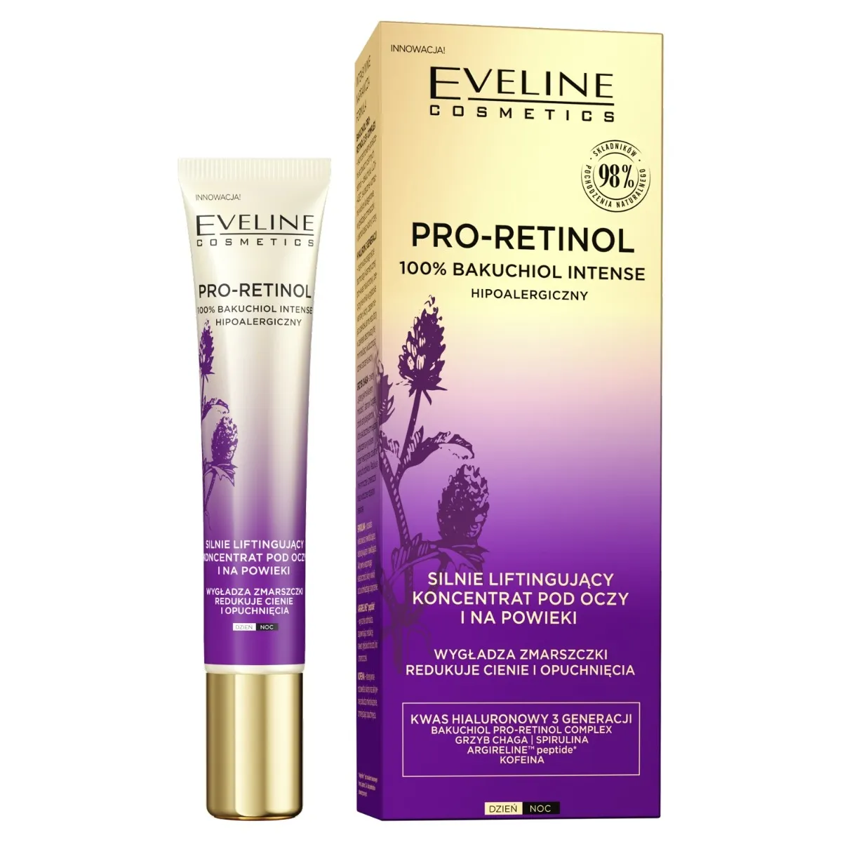 Eveline Cosmetics Organic Pro-Retinol 100% Bakuchiol liftingujący koncentrat pod oczy, 50 ml