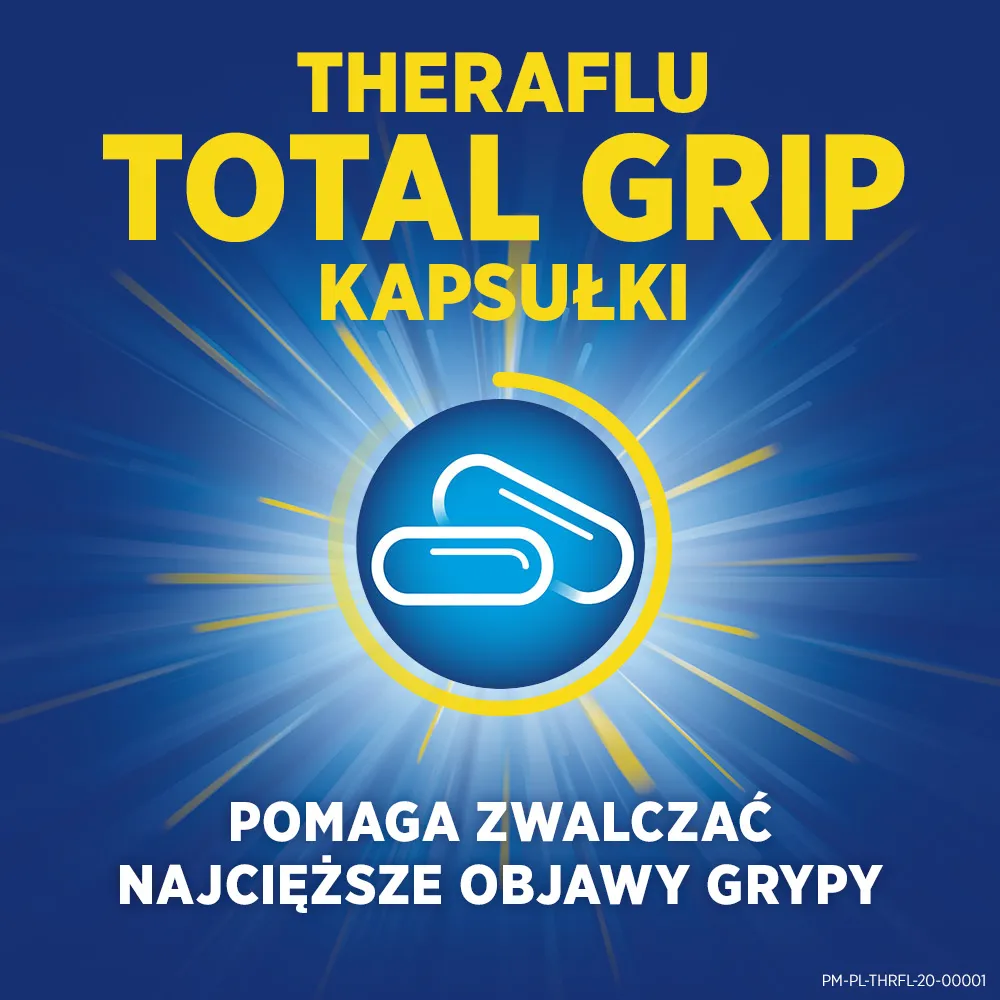 Theraflu Total Grip, 500 mg + 6,1 mg + 100 mg, 16 kapsułek 