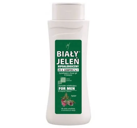 Biały Jeleń, hypoalergicznym żel i szampon z łopianem 2w1 dla mężczyzn, 300 ml