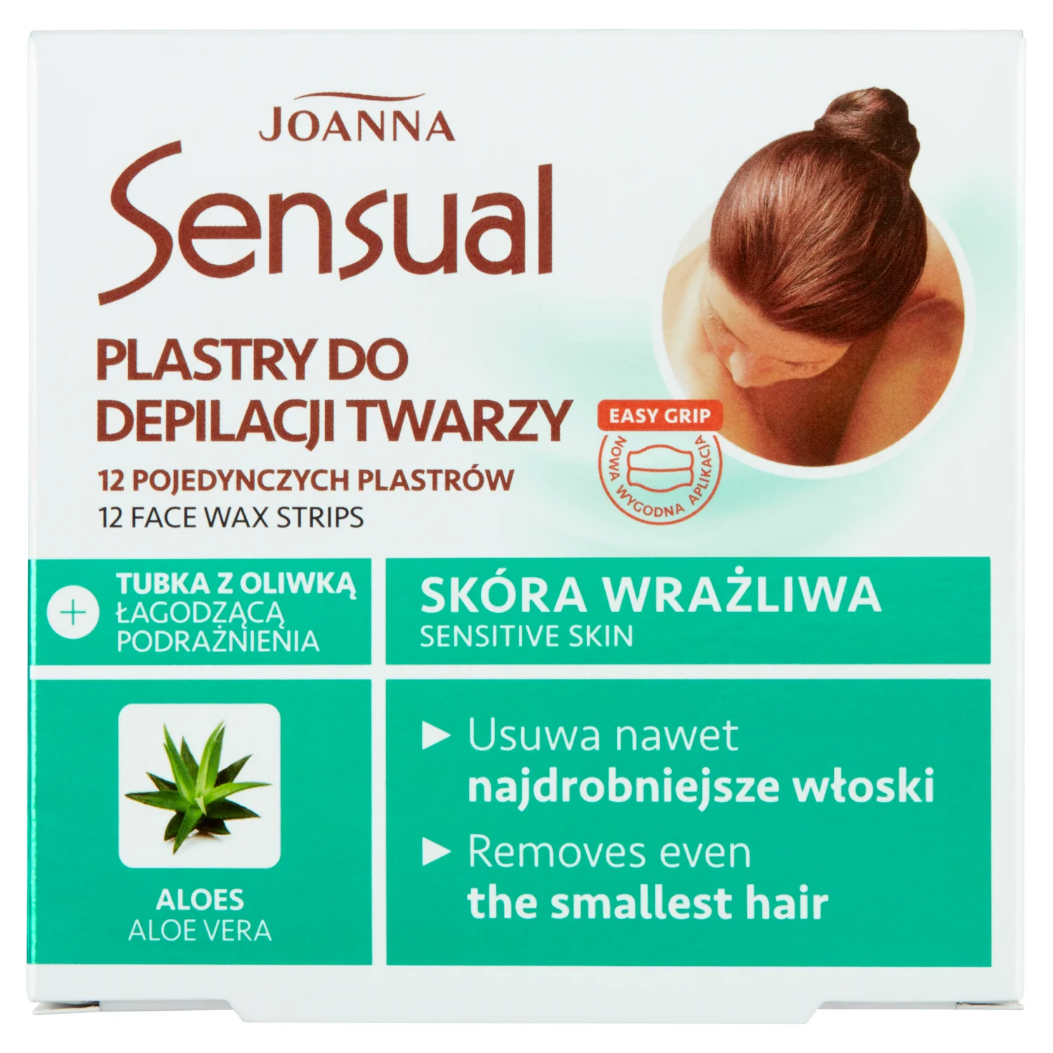 Joanna Sensual plastry do depilacji twarzy aloesowe dla skóry wrażliwej, 12 szt.