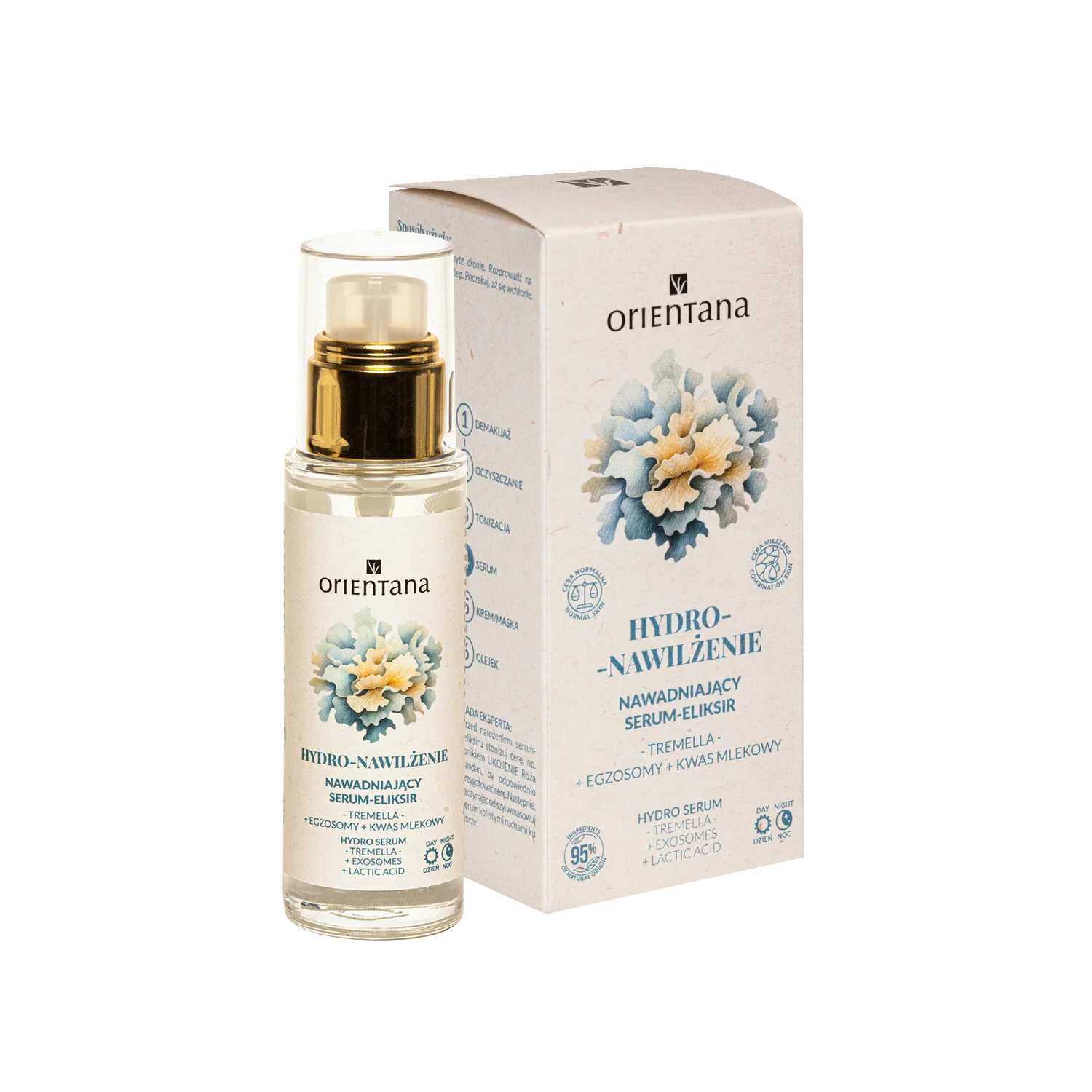 Orientana HYDRO-NAWILŻENIE Tremella Egzosomy Kwas Mlekowy nawadniający serum-eliksir, 30 ml