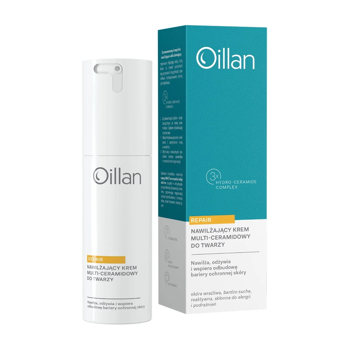 Oillan Repair nawilżający krem multi-ceramidowy do twarzy, 50 ml