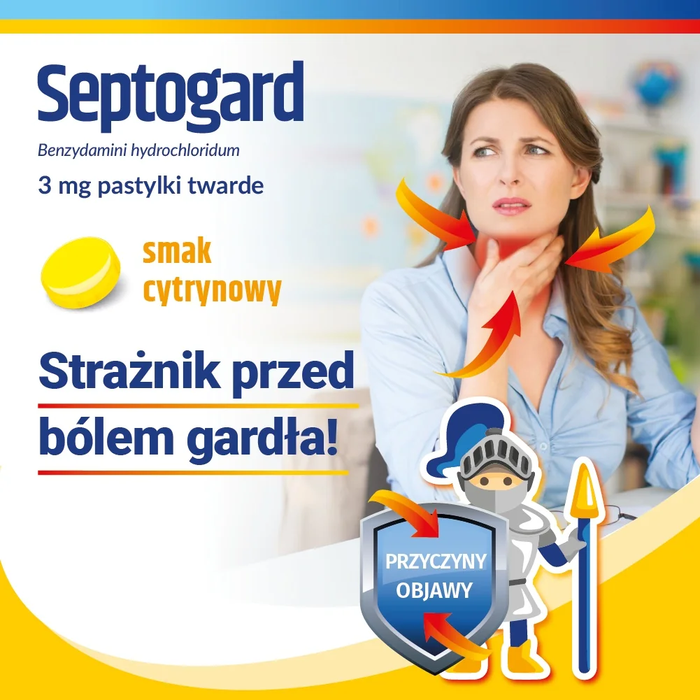 Septogard 3 mg 20 pastylek twardych, smak cytrynowy