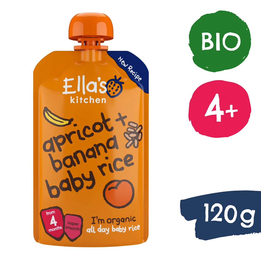 Ella's Kitchen BIO ryż dla dzieci, banan i morela, 120 g