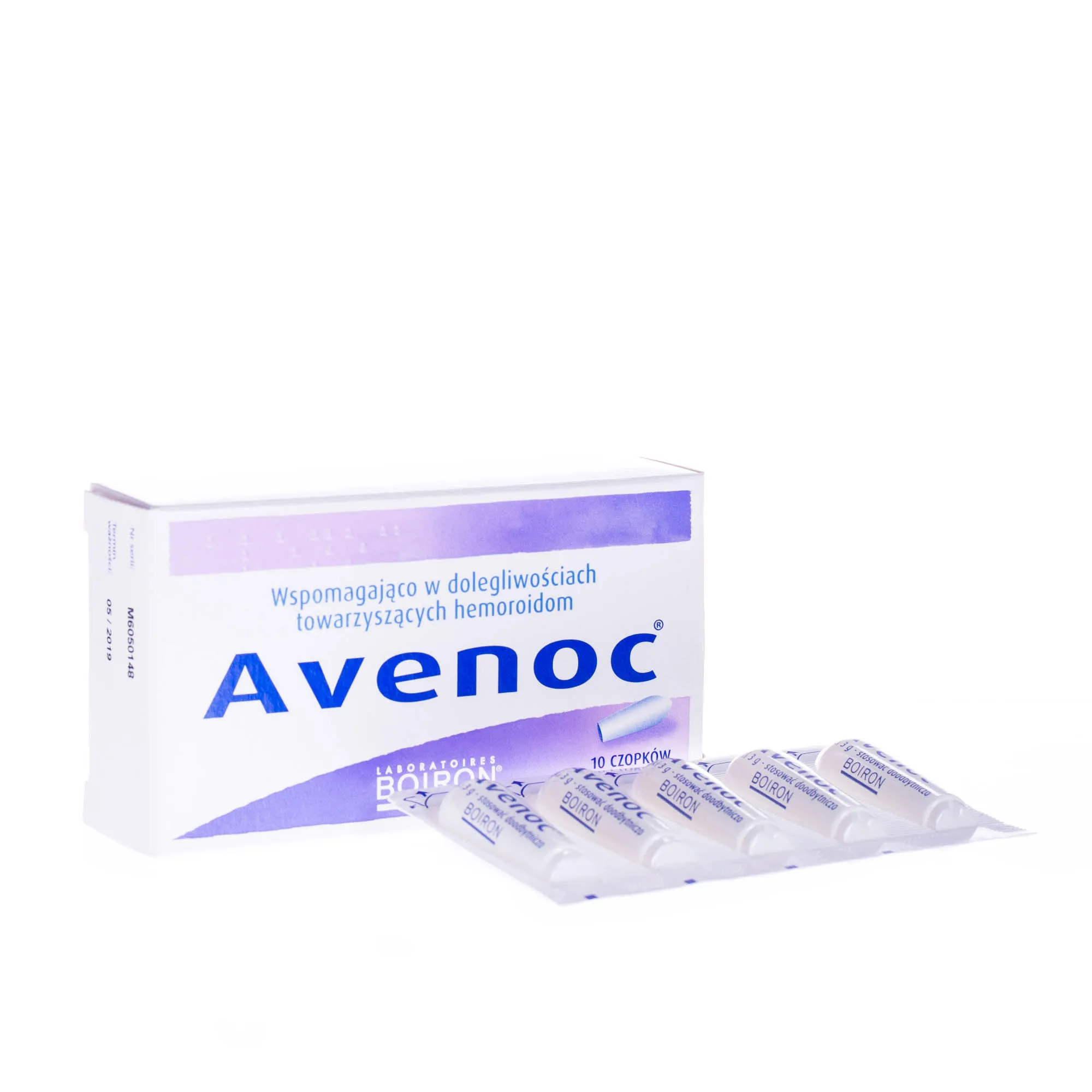 Avenoc - lek stosowany wspomagająco w dolegliwościach towarzyszących hemoroidom, 10 czopków 