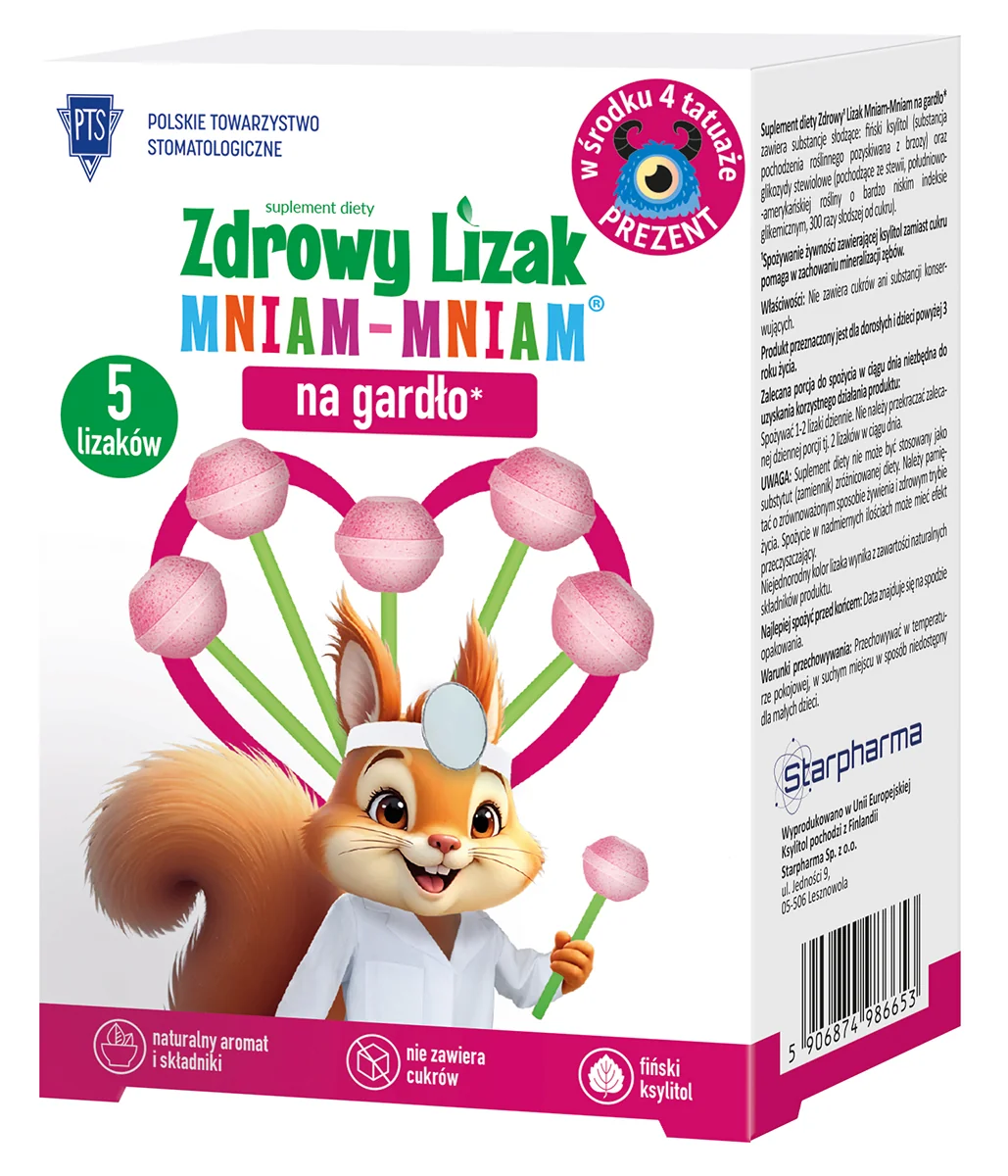Mniam-Mniam lizak na gardło, 5 szt.