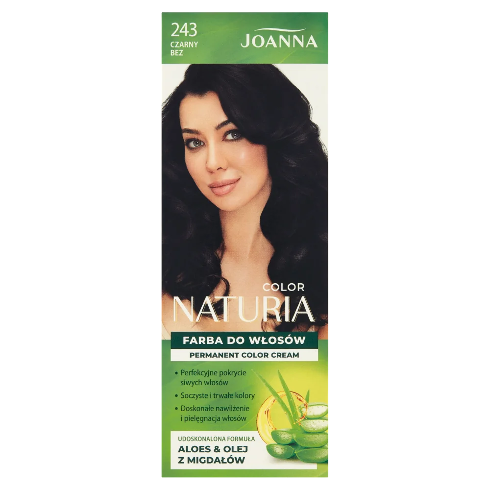 Joanna Naturia Color farba do włosów nr 243 Czarny Bez, utleniacz 60 g + farba 40 g