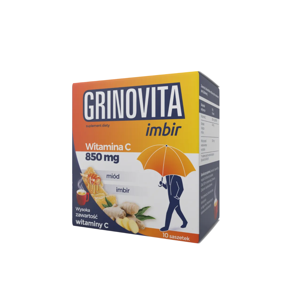 Grinovita Imbir, suplement diety, 10 saszetek 